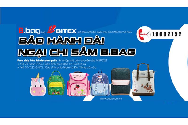 Gửi bảo hành miễn phí toàn bộ sản phẩm Cặp, balo B.bag qua VNPOST