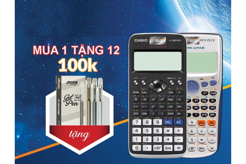 Khuyến mãi KHỦNG: mua 1 máy tính Casio tặng 12 bút