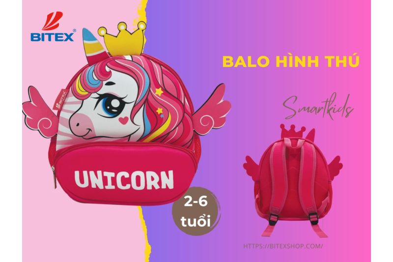 Ba lô hình thú cưng cho bé 2- 6 tuổi, có in hình 3D thông minh