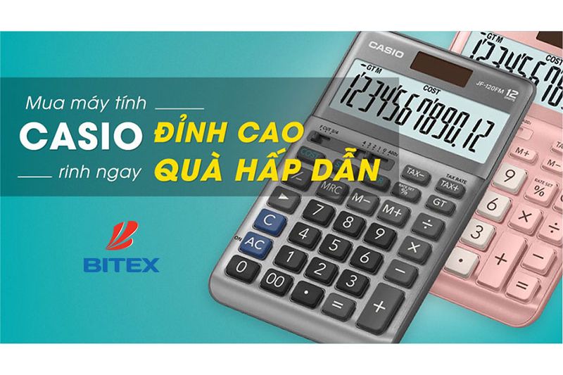Mua máy tính Casio tặng túi đeo chéo thời trang, hộp bút Gel chất lượng