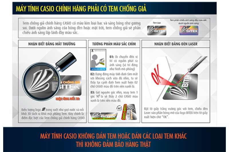 Tại sao máy tính Casio ở Việt Nam lại có tem chống giả BITEX?