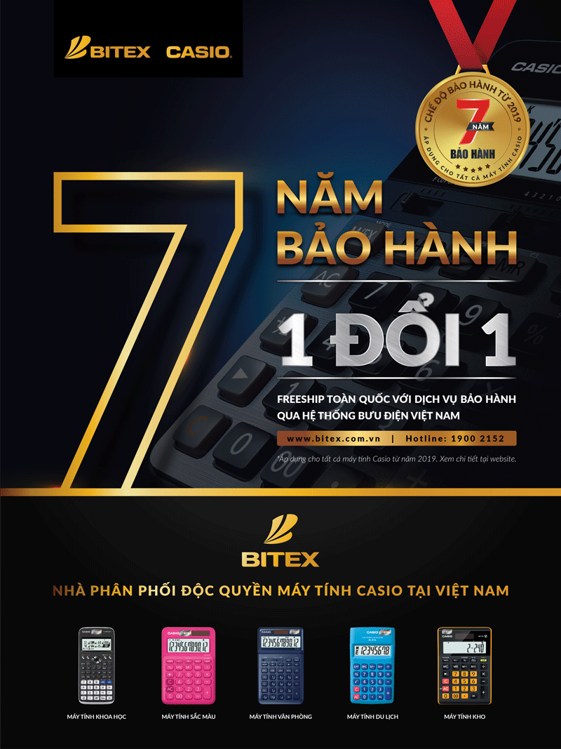 BITEX nâng chế độ bảo hành lên 7 năm cho Máy tính Casio