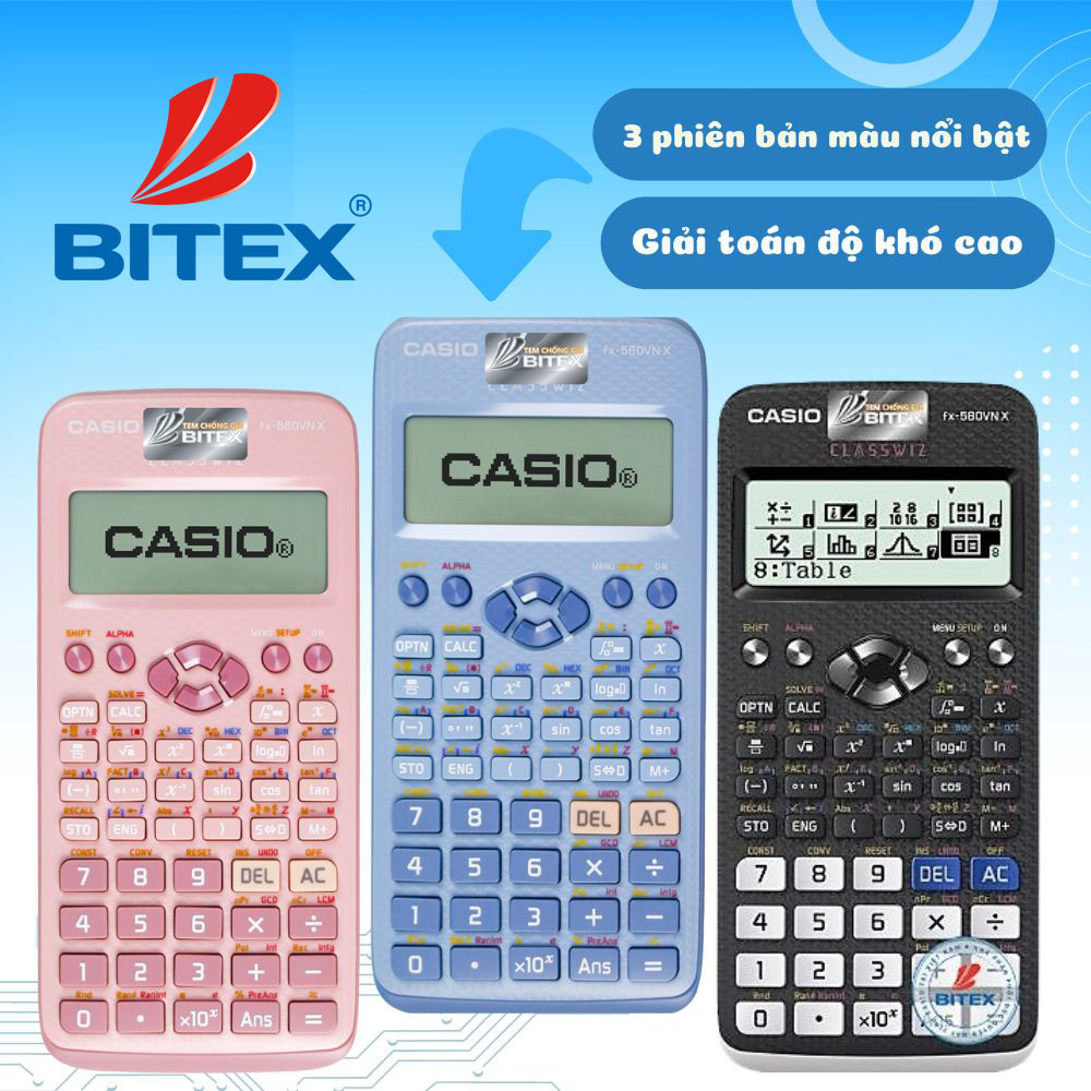 Máy tính Casio Fx-580vn plus mới nhất có 3 phiên bản màu sắc