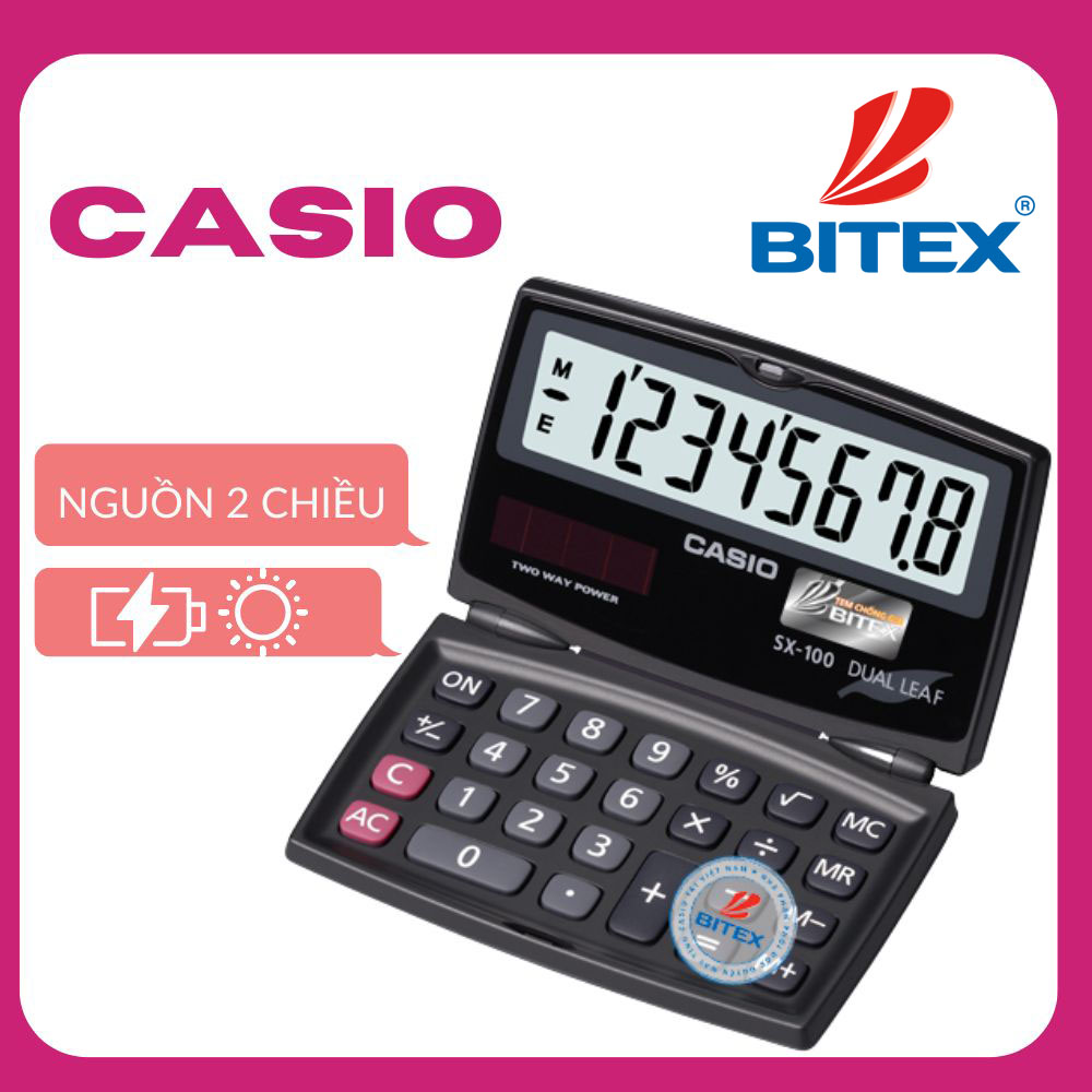 Máy tính mini JS-20B nguồn 2 chiều mặt trời và pin 