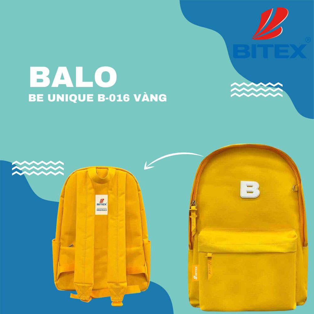 Balo Be Unique B-016 vàng thiết kế với nhiều ngăn tiện dụng