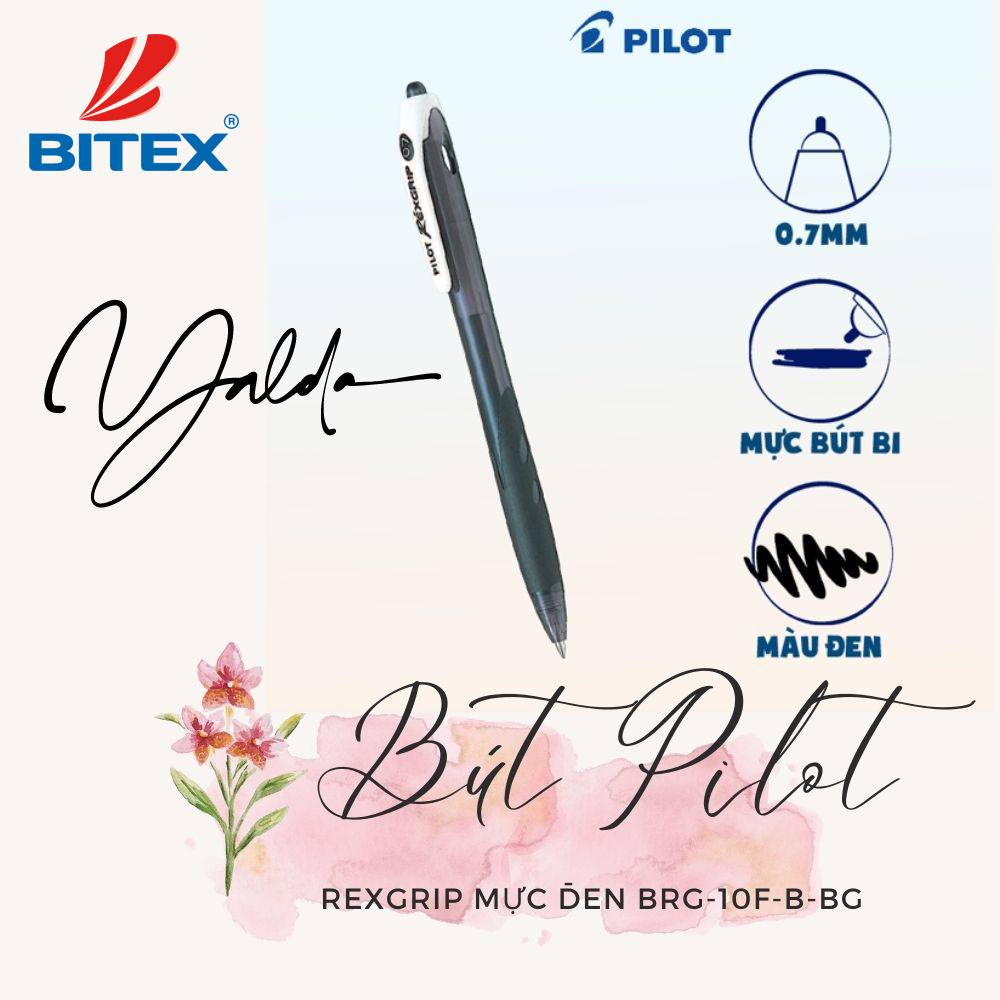 Bút bi Rexgrip BRG-10F-B-BG cầm viết êm ái, thoải mái