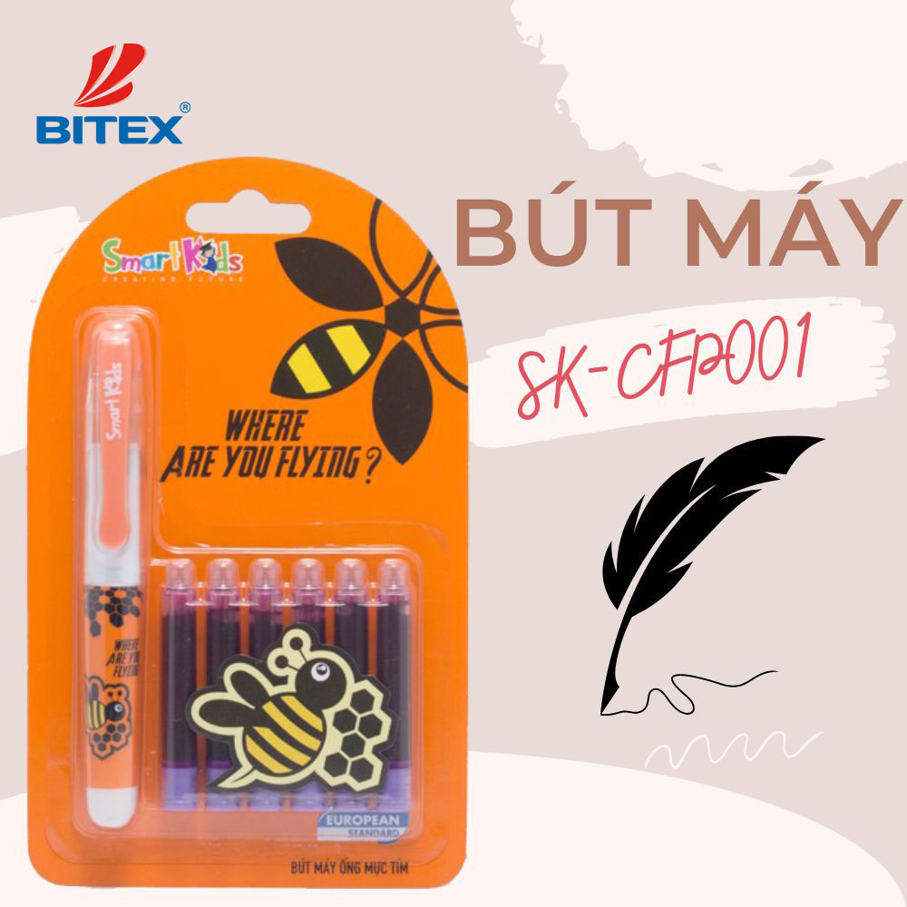 Bút máy SK-CFP001 được làm bằng nhựa kèm với 6 ống mực màu tím