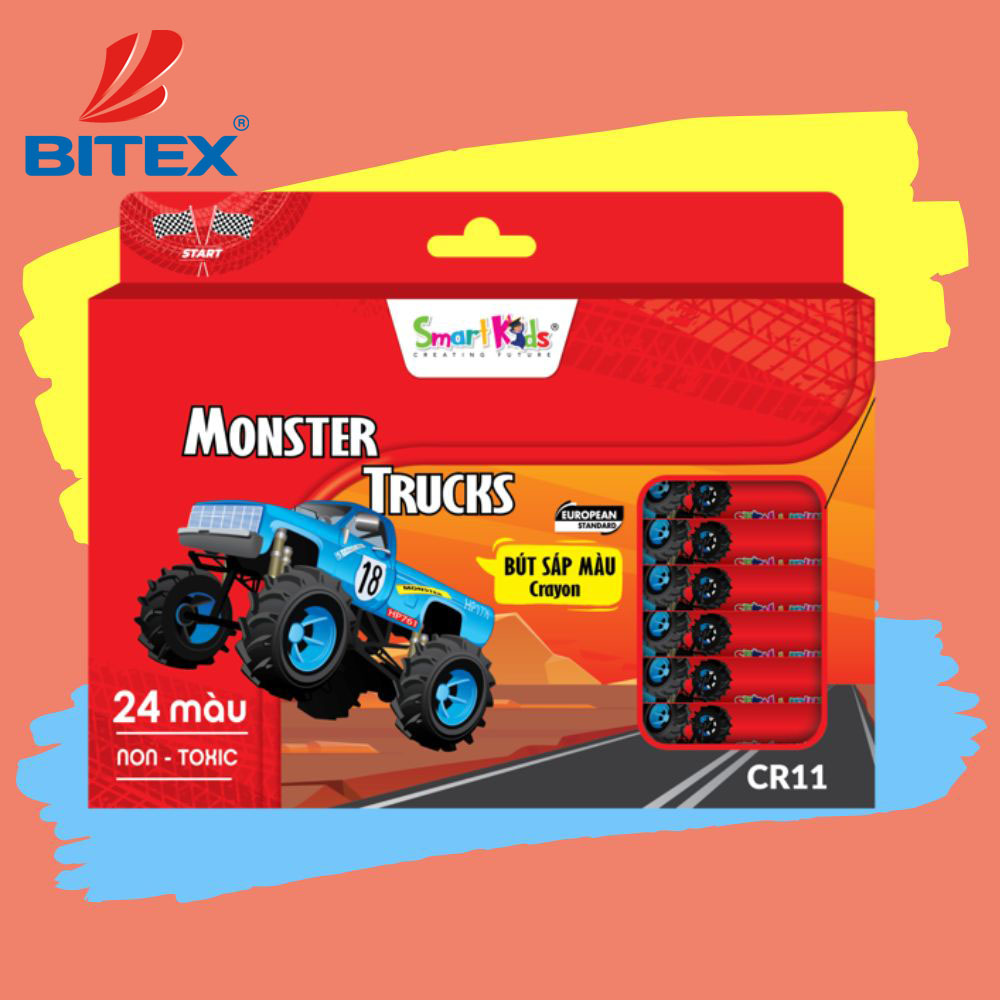 Bút sáp màu Monstertruck CR11 độc đáo dành cho bé nam