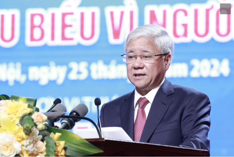 Đồng chí Đỗ Văn Chiến - Ủy viên Bộ Chính trị, Bí thư Trung ương Đảng, Chủ tịch Ủy ban Trung ương Mặt trận Tổ quốc Việt Nam phát biểu. Ảnh: Hải Nguyễn - Báo Lao động