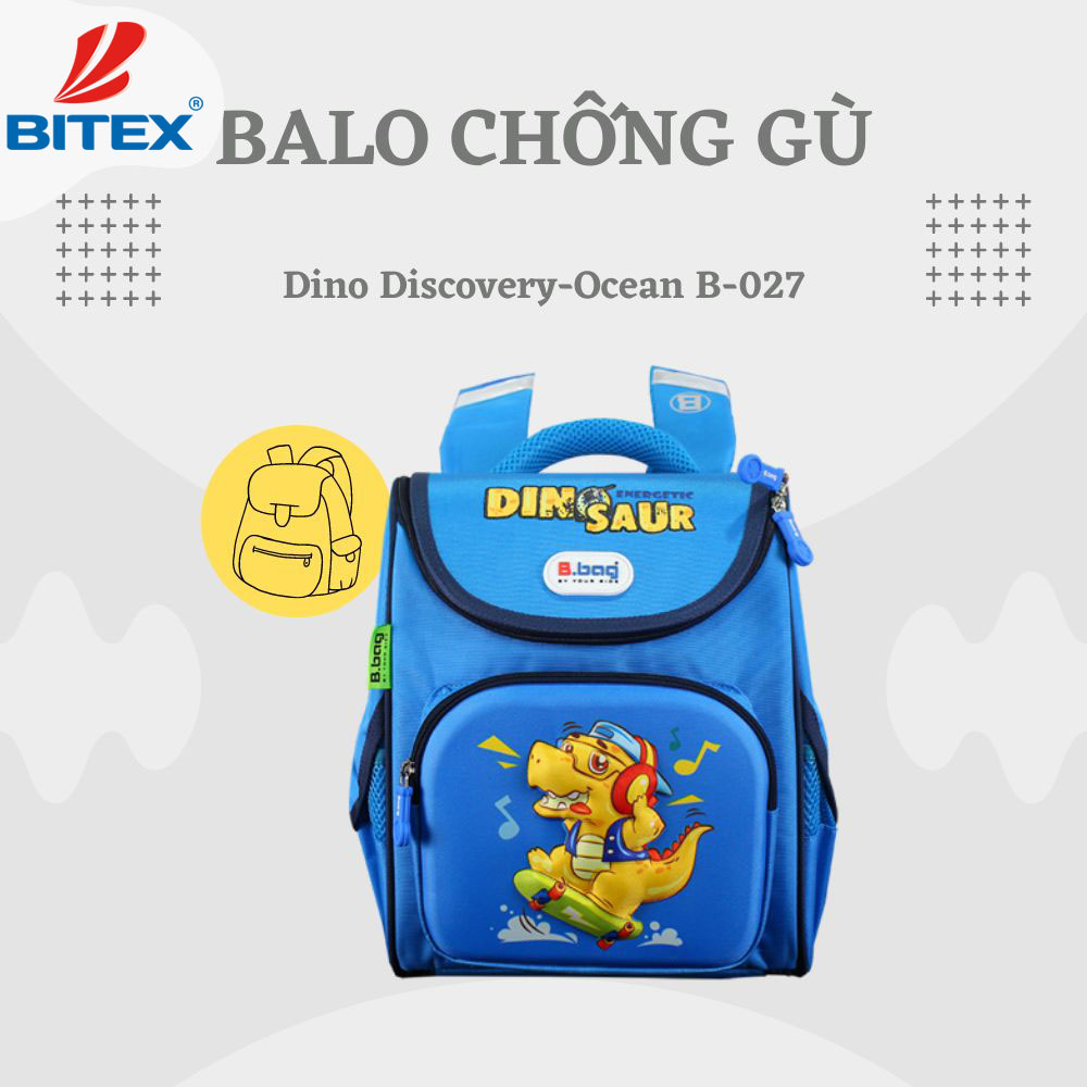 Cặp chống gù Genius Box F2-Dinosaur B-12-109 được in dập nổi 3D vô cùng ấn tượng