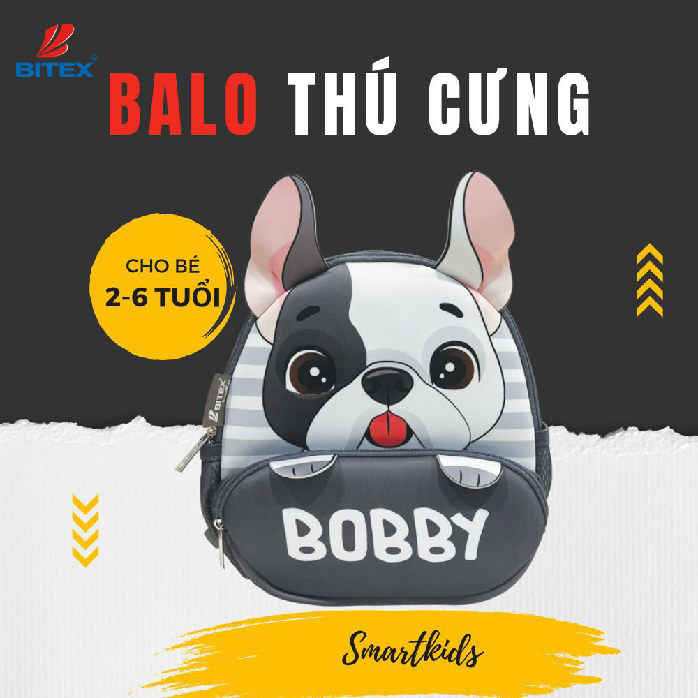 Cặp Cute Pets-Bobby có kích thước 28 x 23 x 9cm và ~250 gram