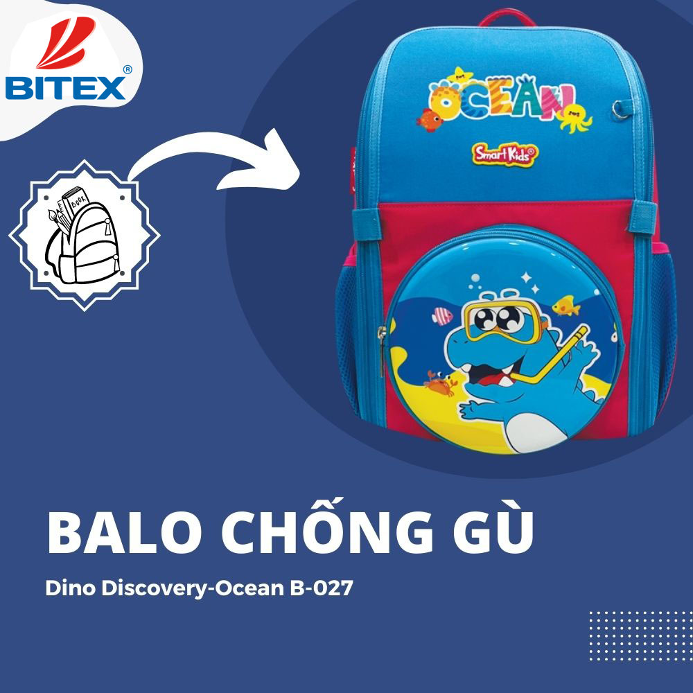 Balo chống gù Dino Discovery-Ocean B-027 thiết kế đặc biệt, giảm gù lưng