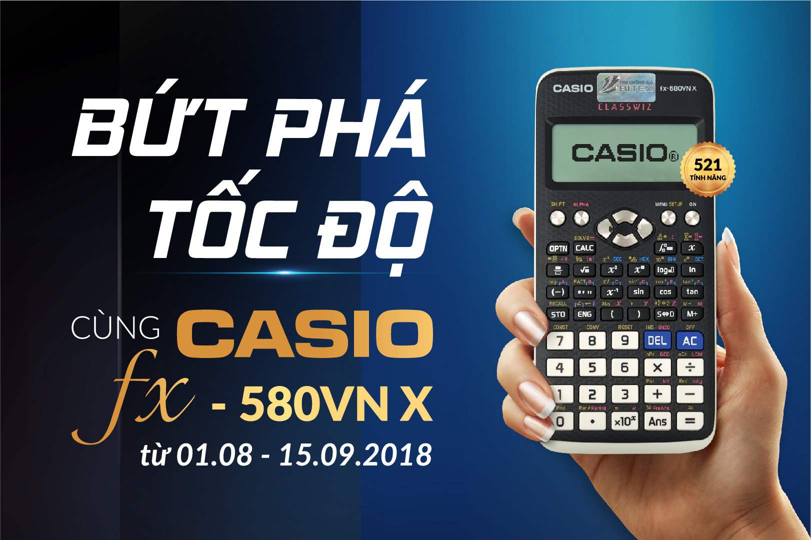 Đón năm học mới, BITEX triển khai khuyến mãi “Bứt phá tốc độ cùng CASIO fx-580VN X”