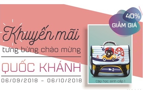 B.Bag giảm “sốc” 40% khi mua cặp, ba lô nhân dịp Quốc Khánh