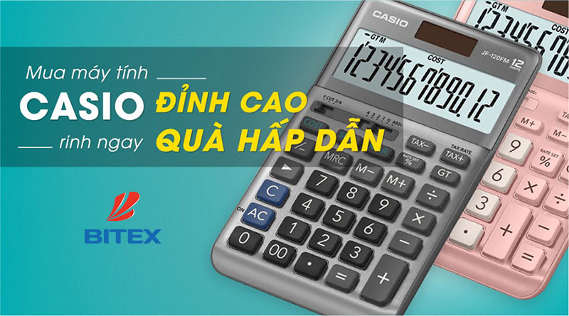 Mua máy tính Casio tặng túi đeo chéo thời trang, hộp bút Gel chất lượng