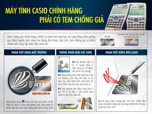 3 các để nhận biết máy tính Casio thật - giả