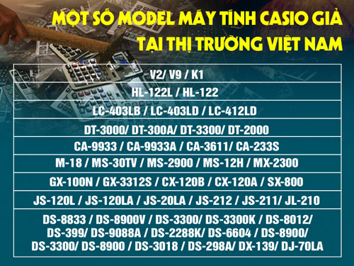 Các model máy tính Casio giả trên thị trường