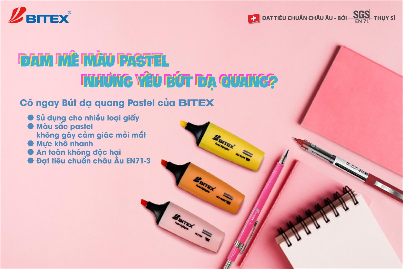 Bút dạ quang BITEX - Bạn đồng hành quen thuộc với gam pastel nhẹ nhàng